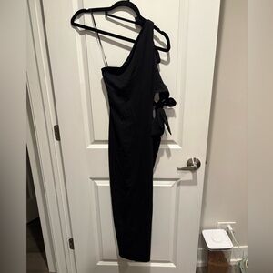 Khy One-Shoulder Cutout Midi Dress - Black
